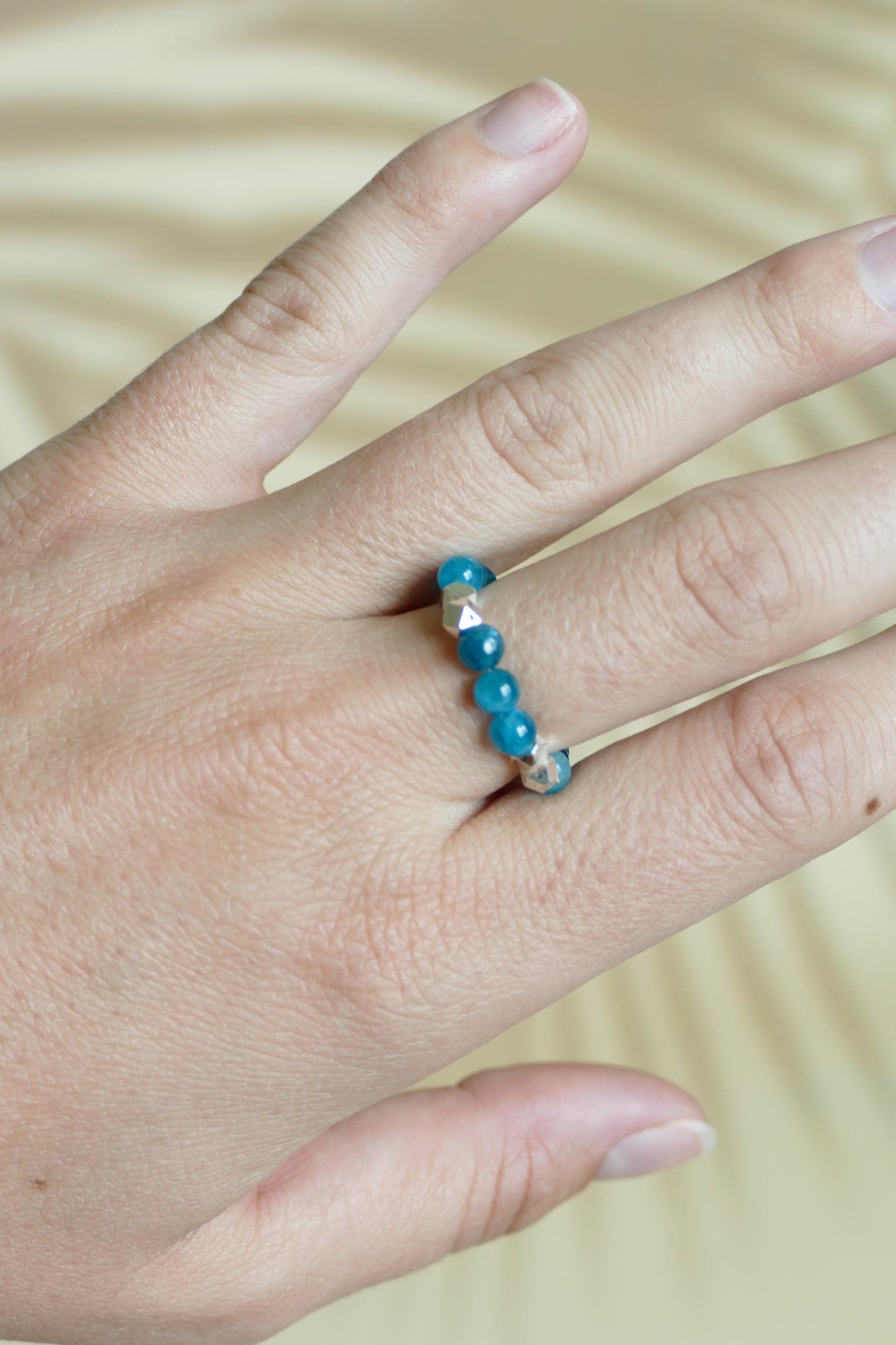 Apatite Gemstone Bead Elastic Ring