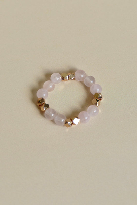 Rose Quartz Gemstone Bead Elastic Ring