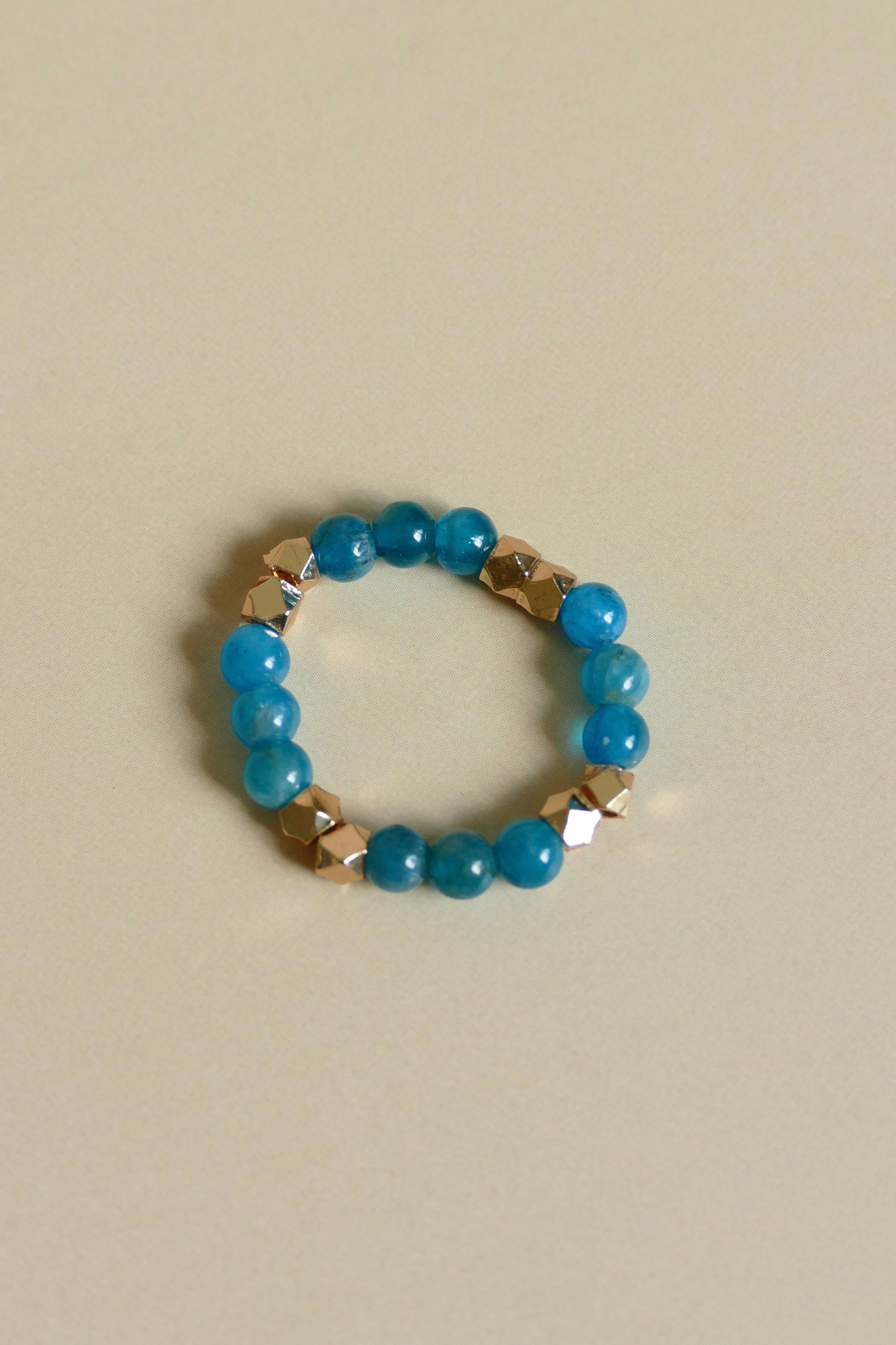 Apatite Gemstone Bead Elastic Ring