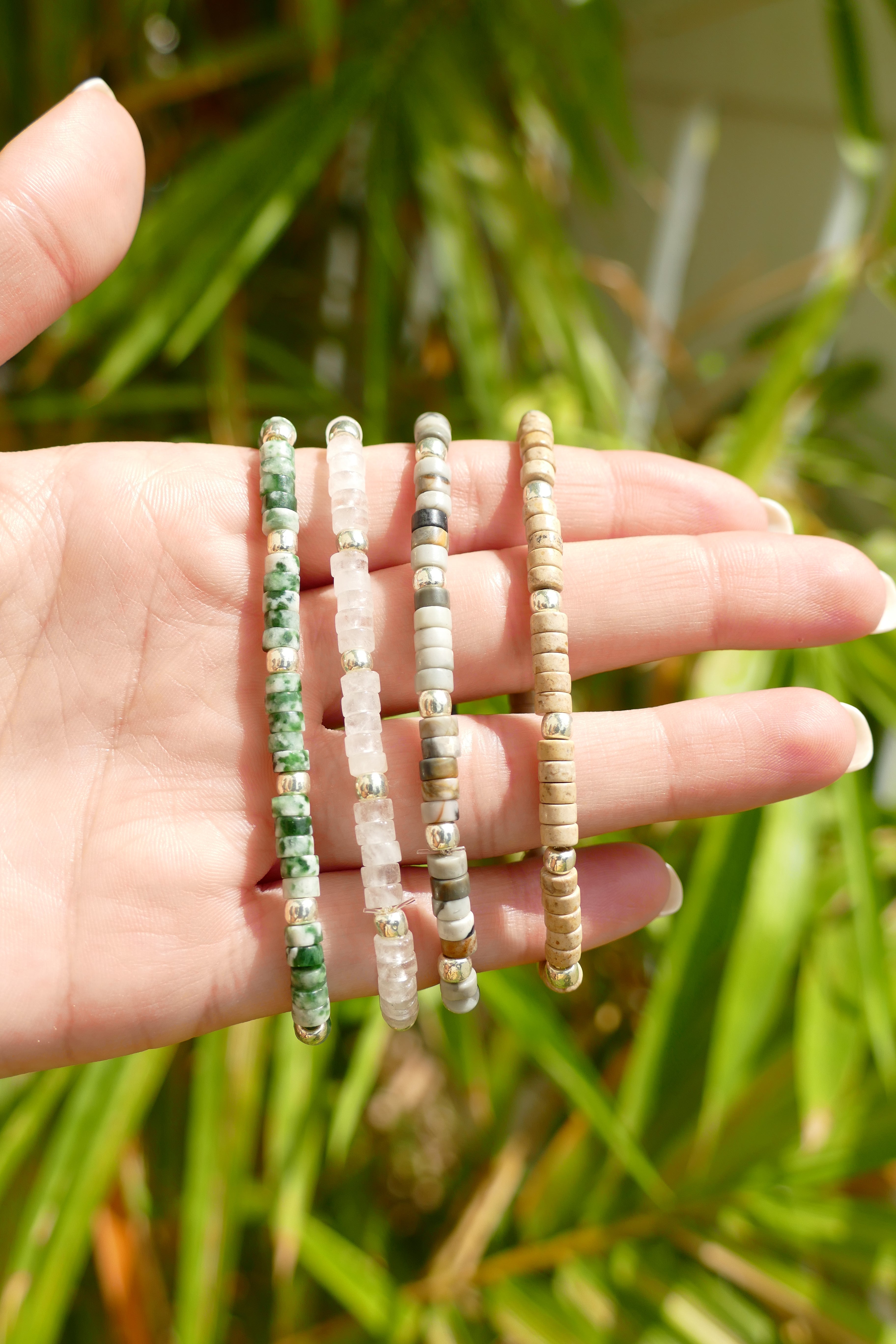 Heishi Bracelet - Clear Quartz and Silver Beads