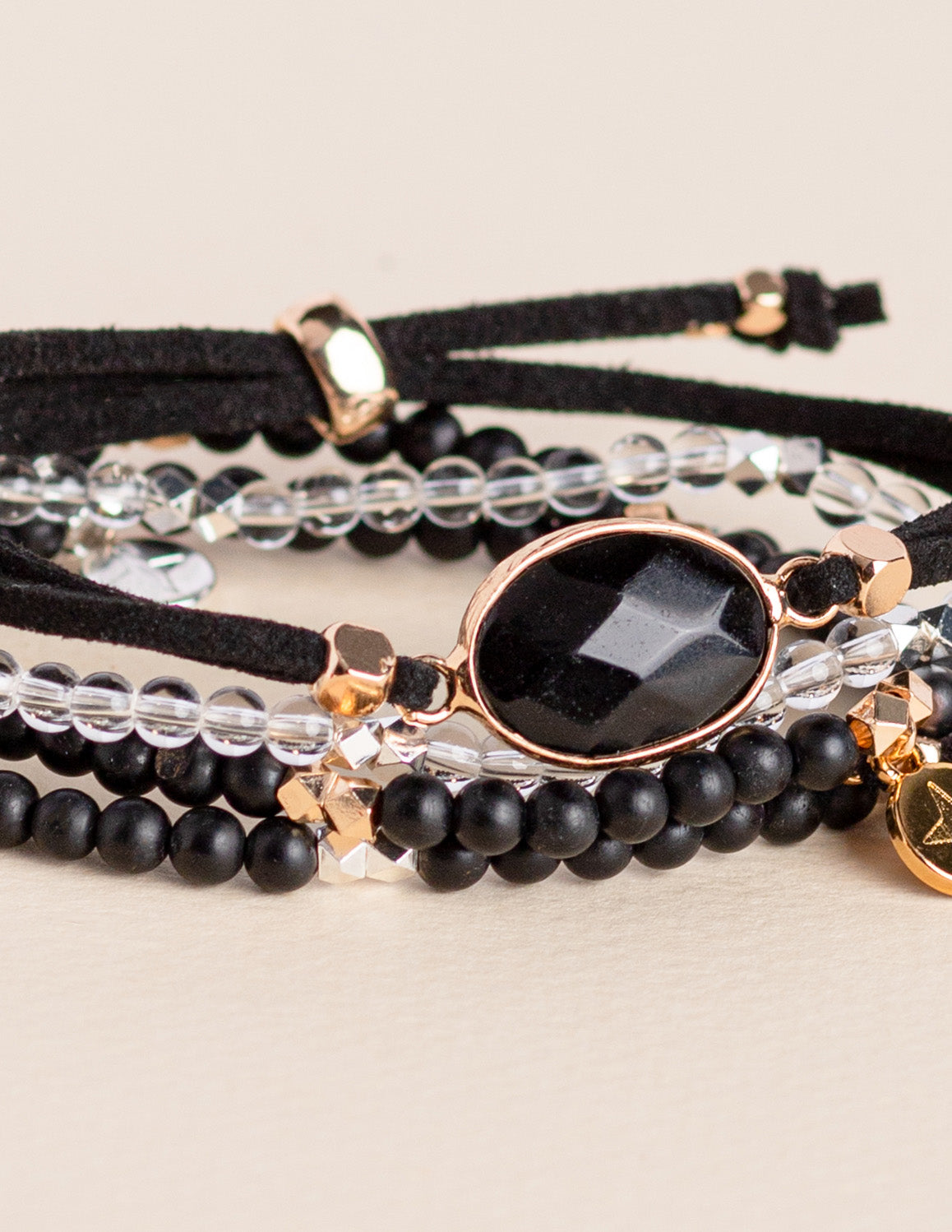 Black Onyx Crystal Slider Bracelet - Put on Love Designs