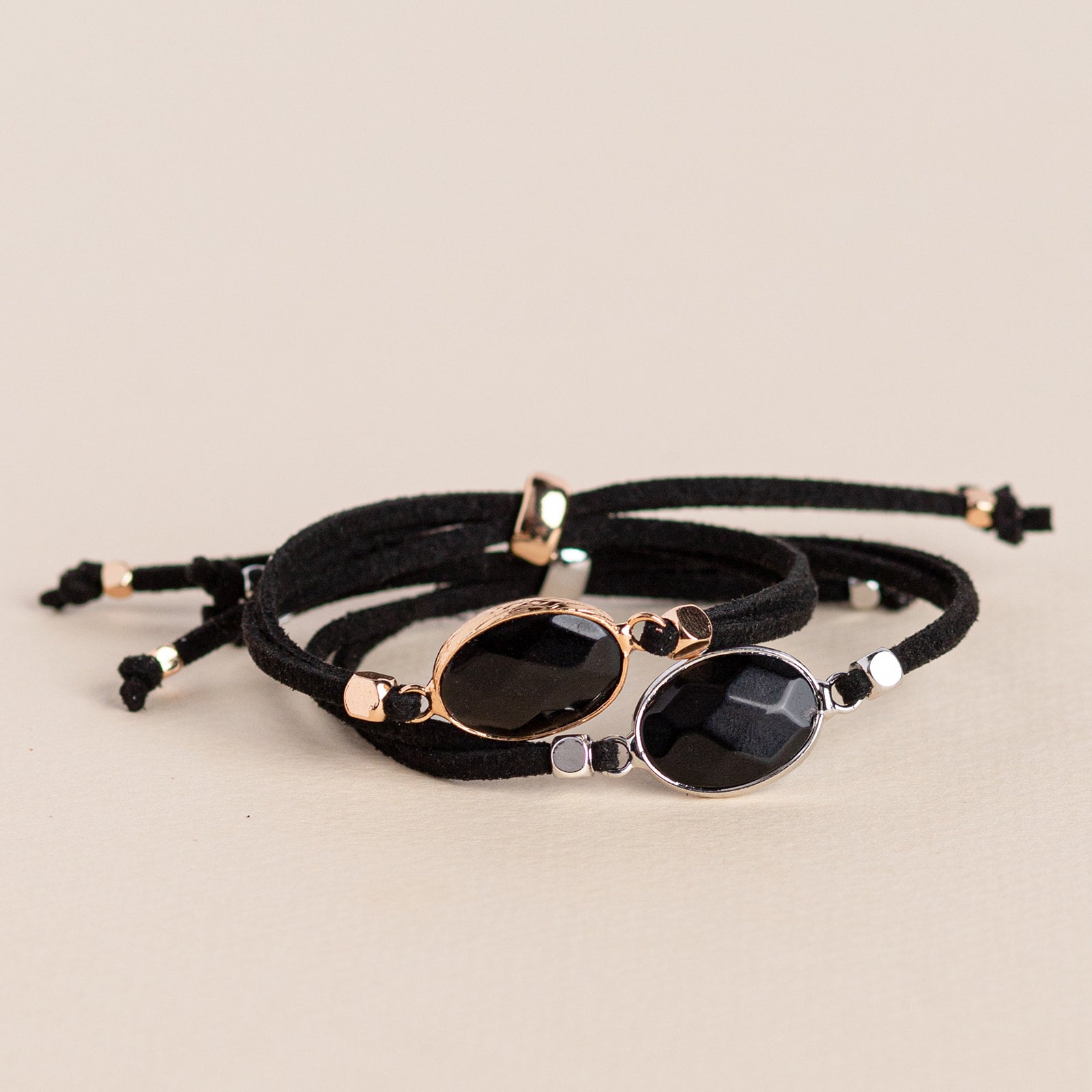 Black Onyx Crystal Slider Bracelet - Put on Love Designs