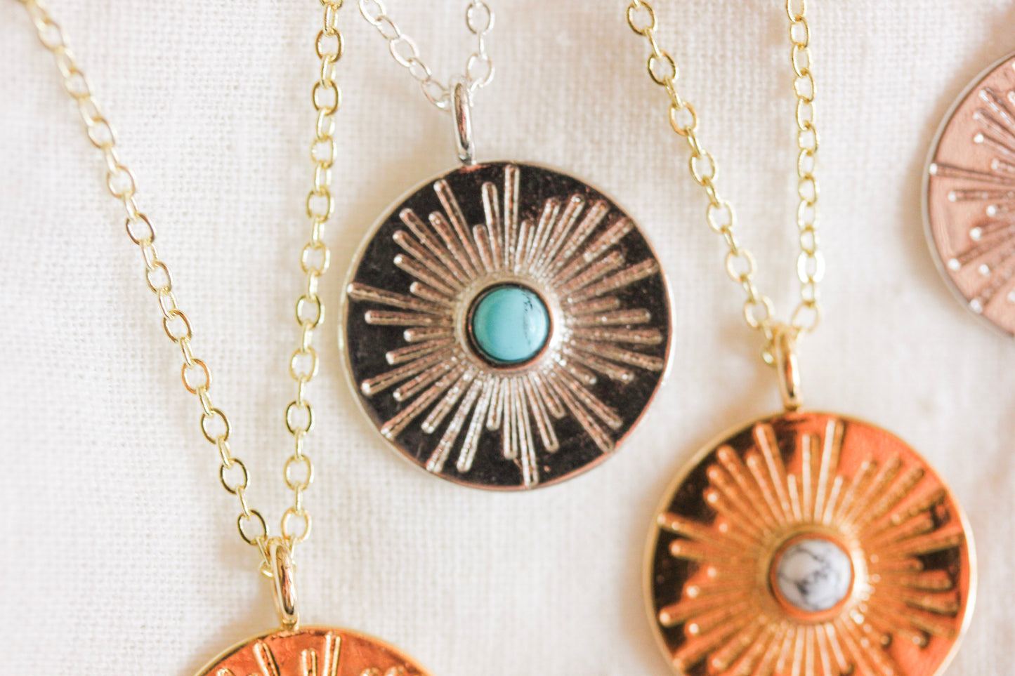 Howlite Turquoise Round Medallion Diffusing Necklace - Put on Love Designs