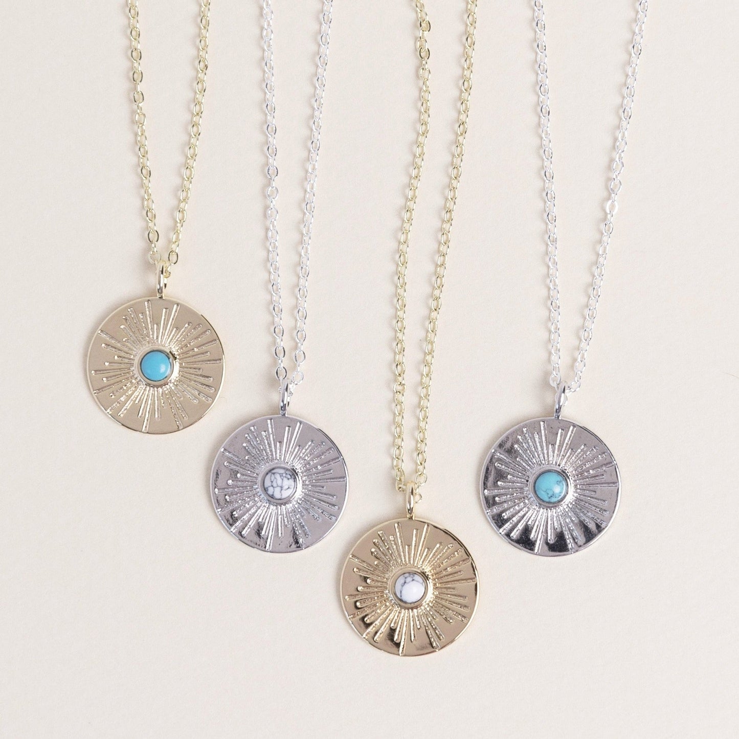 Howlite Turquoise Round Medallion Diffusing Necklace - Put on Love Designs