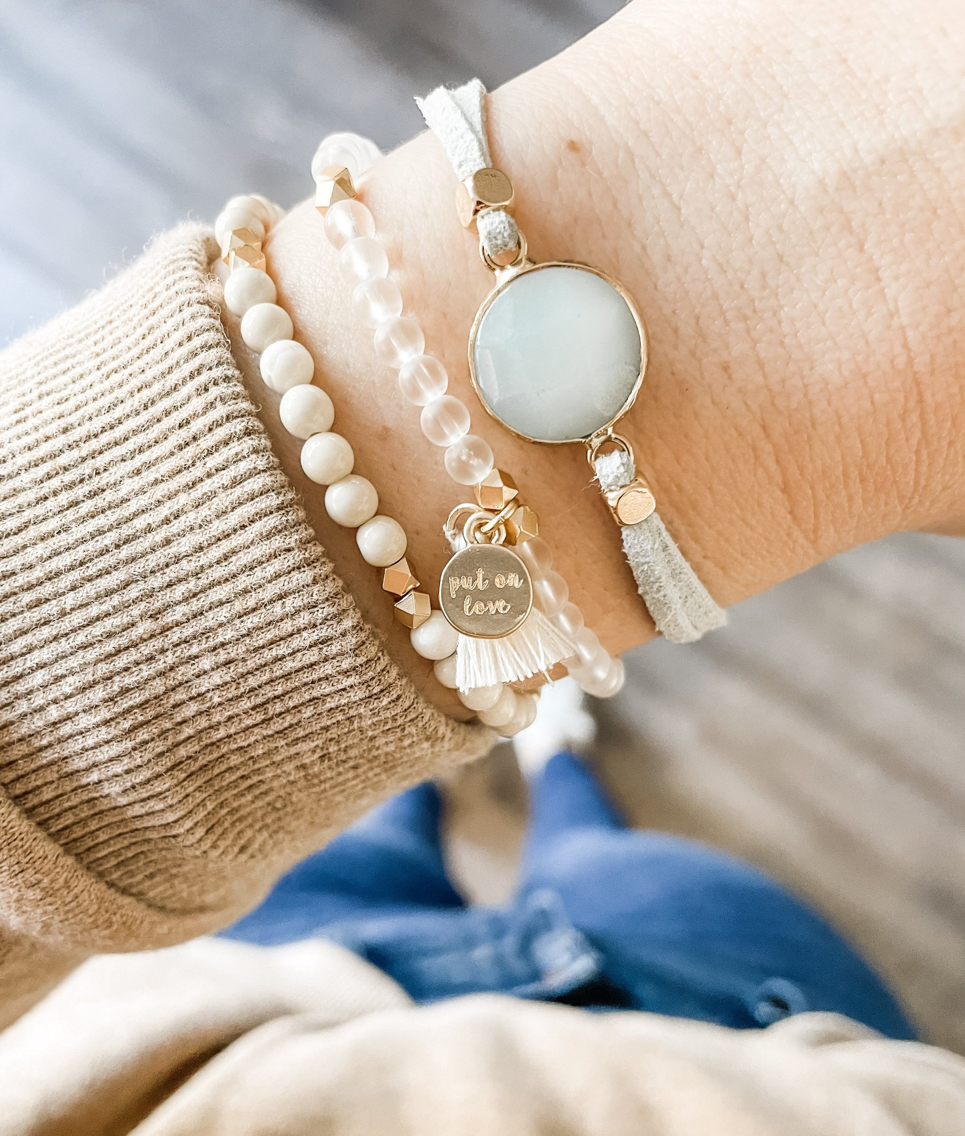 Amazonite Crystal Slider Diffuser Bracelet - Put on Love Designs