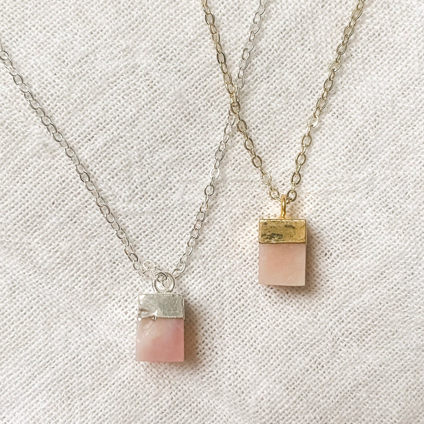 Pink Opal Chunk Diffuser Necklace - Put on Love Designs