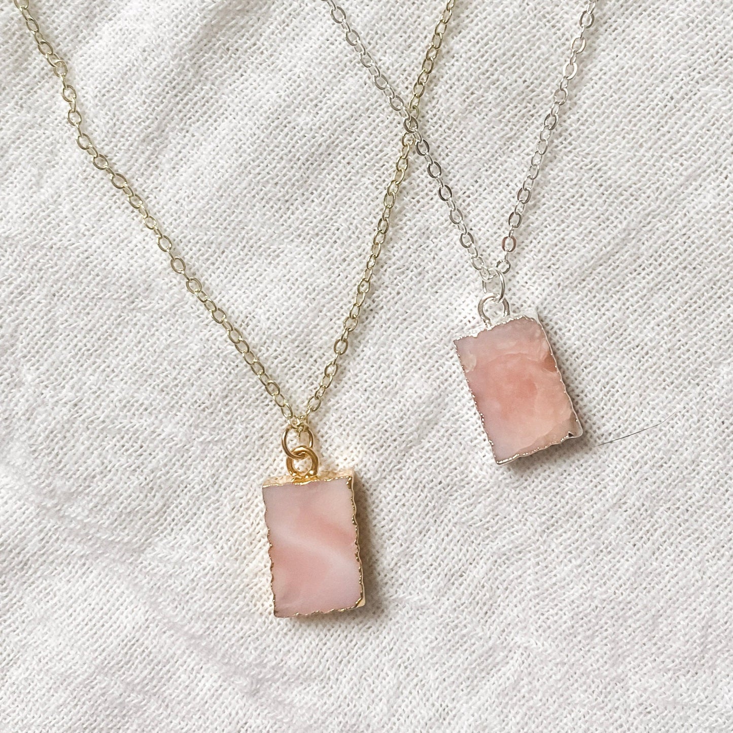 Crystal Charm Pink Opal Necklace - Put on Love Designs