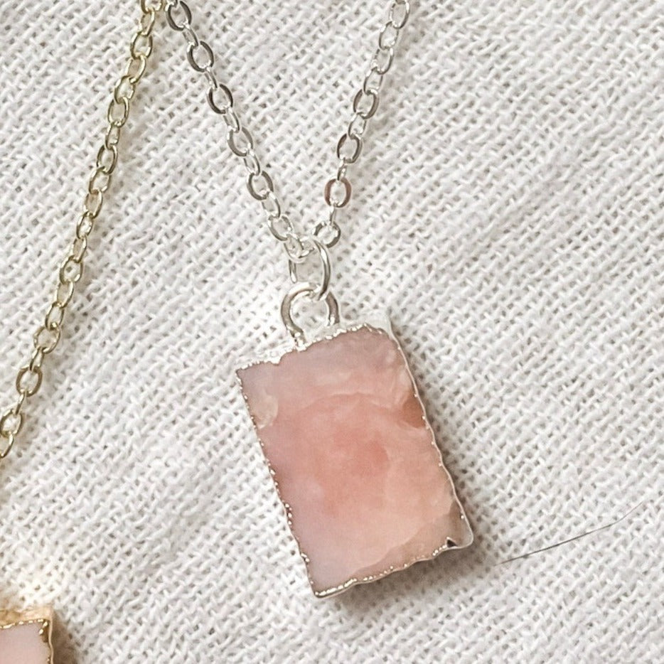 Crystal Charm Pink Opal Necklace - Put on Love Designs