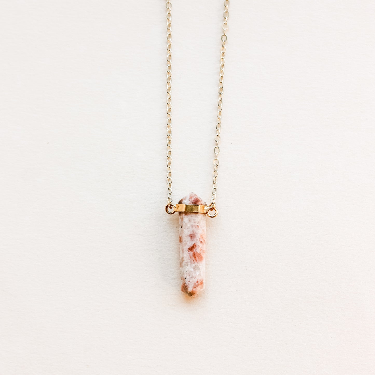 Sunstone Point Mid Length Gemstone Diffuser Necklace - Put on Love Designs