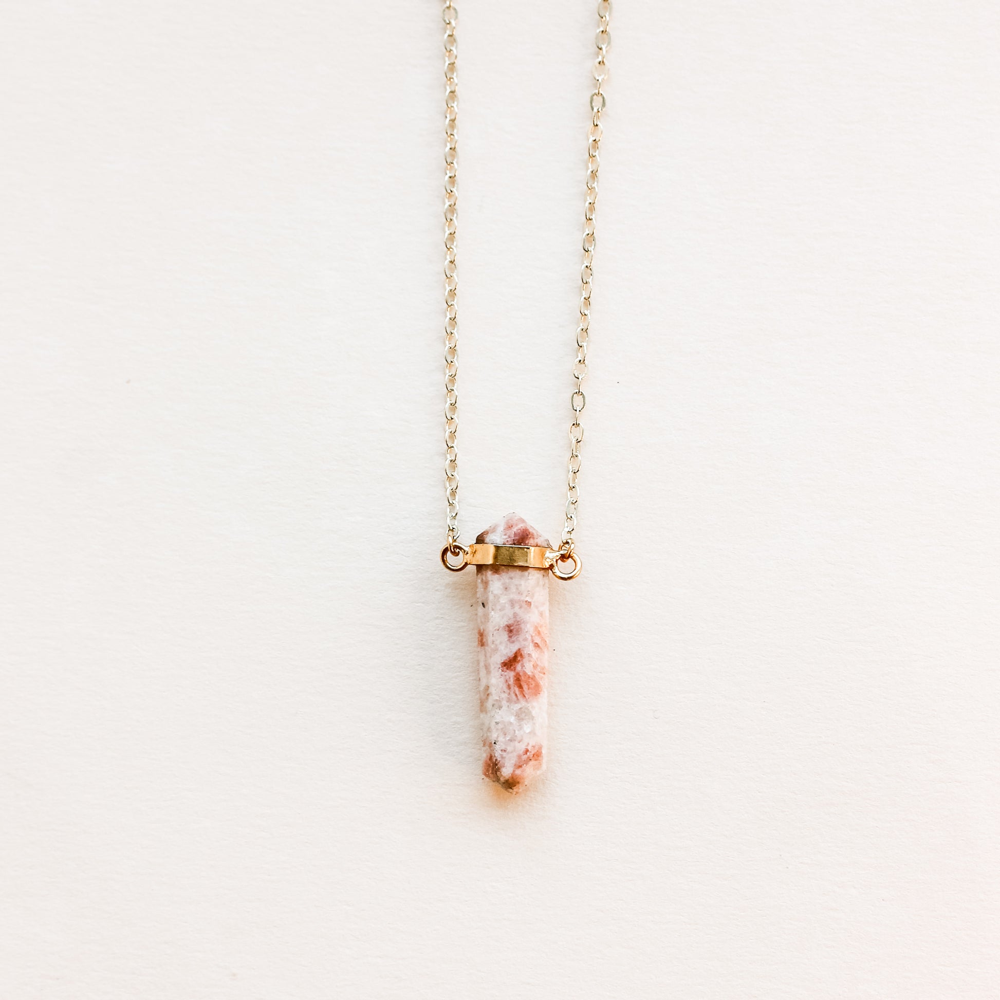 Sunstone Point Mid Length Gemstone Diffuser Necklace - Put on Love Designs