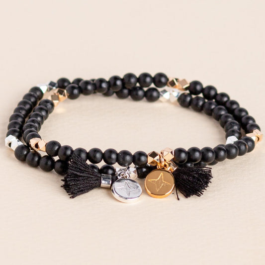 Matte Black Tourmaline Beads Diffusing Bracelet - Put on Love Designs