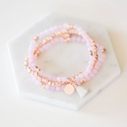 Rose Quartz Embrace Set Gemstone Beads - Put on Love Designs