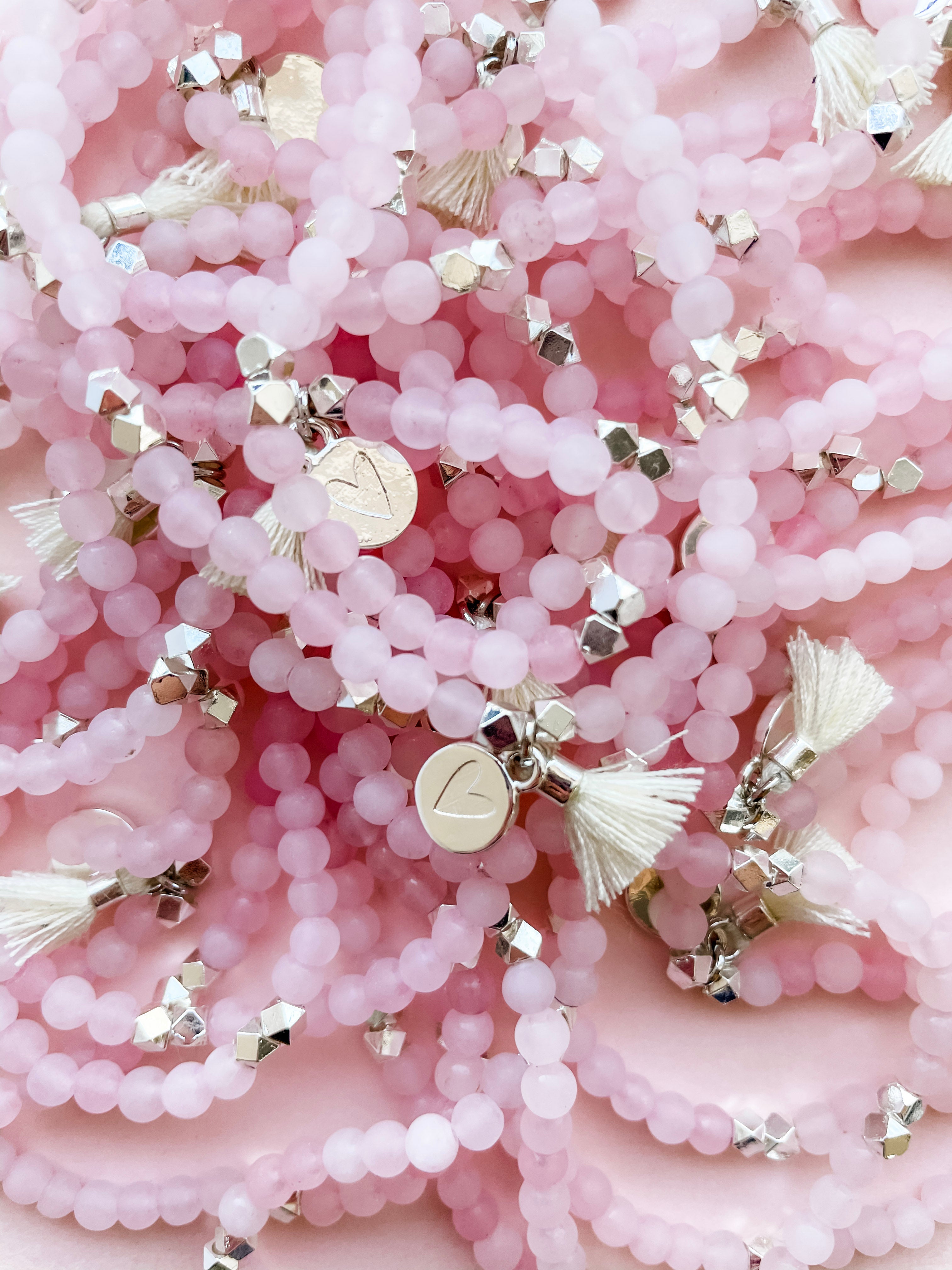 Rose Quartz Embrace Set Gemstone Beads Put on Love Designs