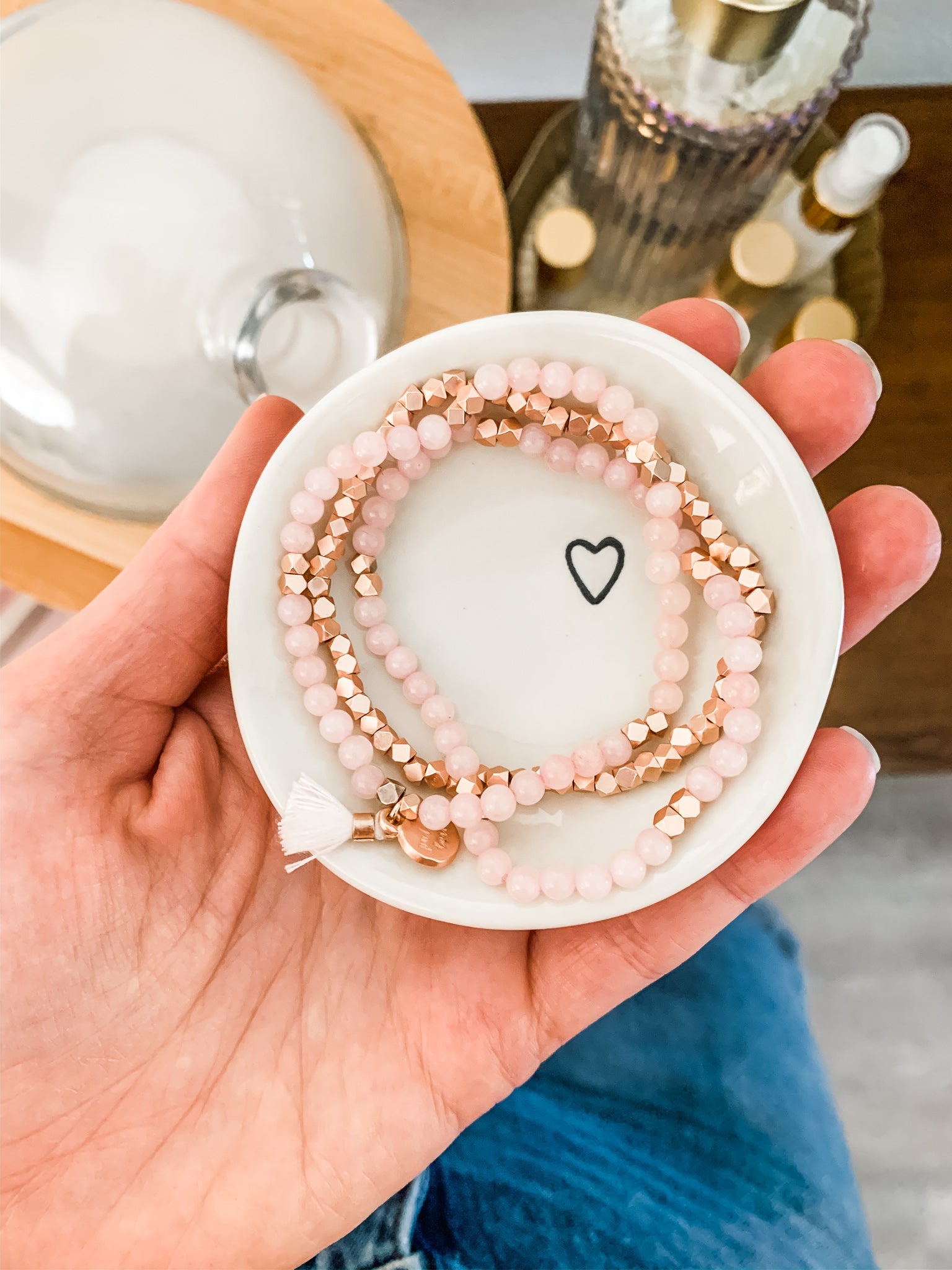 Matte Rose Quartz Gemstone Diffusing Bracelet - Put on Love Designs