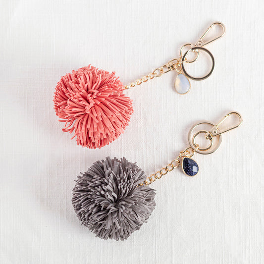 Pom Pom Gemstone Keychain Diffuser - Put on Love Designs